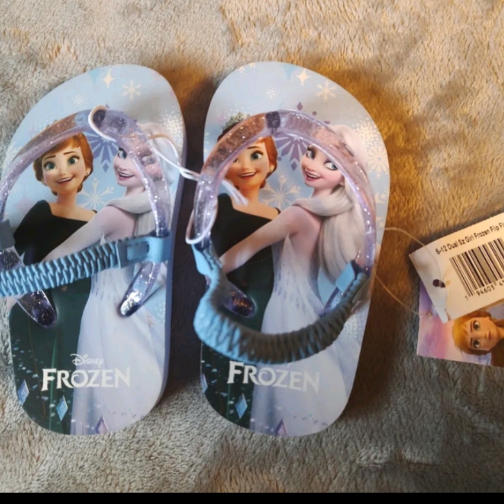 Disney Frozen Flip Flops Dual Size 5-6 Toddler, Multicolored, NWT Sandals Kids
